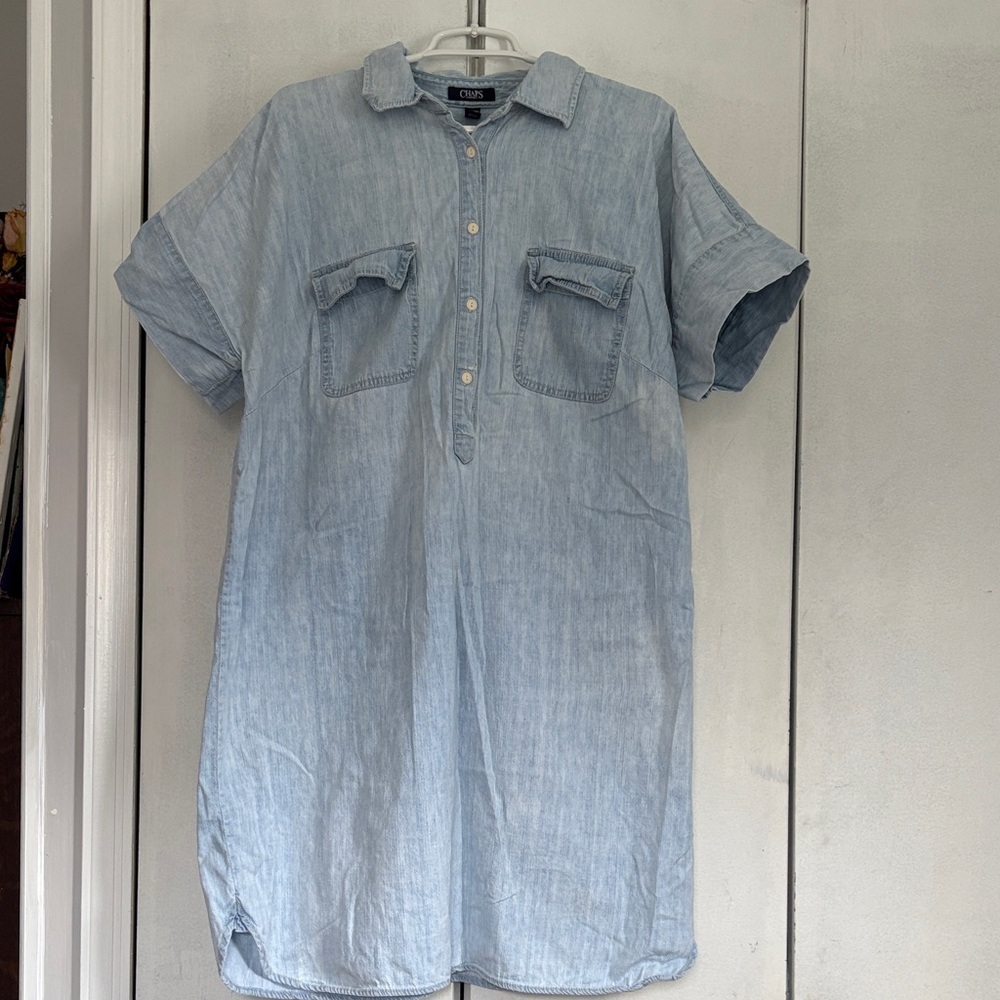 Chaps Light Blue Denim Shirt Dress